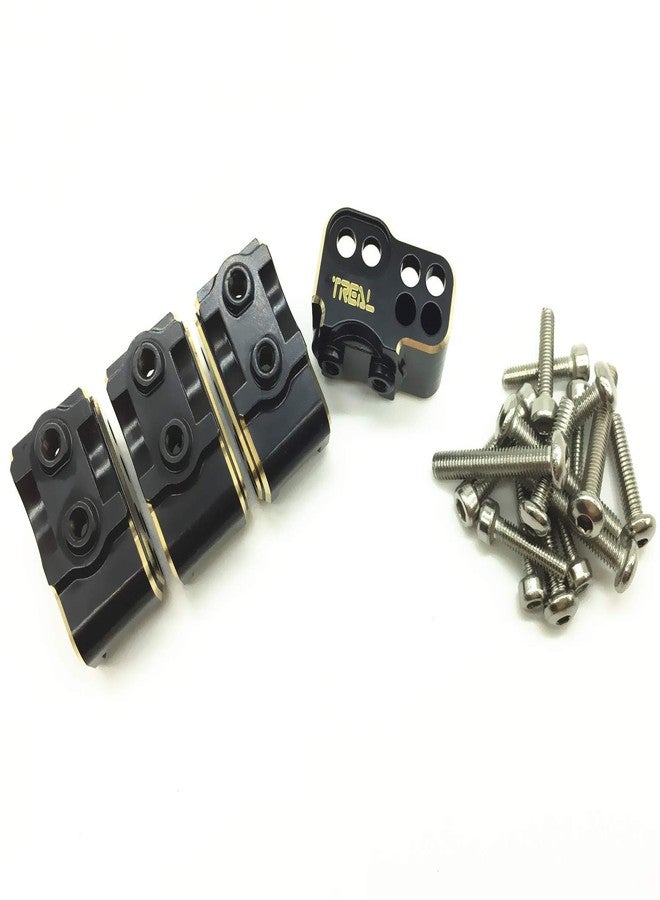 Treal Brass Front and Rear Lower Shock Suspension Link Mounts 4p for SCX10 II (Black) - Image 3